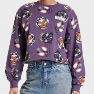 Marvel Purple Wakanda Cropped Graphic Sweatshirt Size XlL NWT